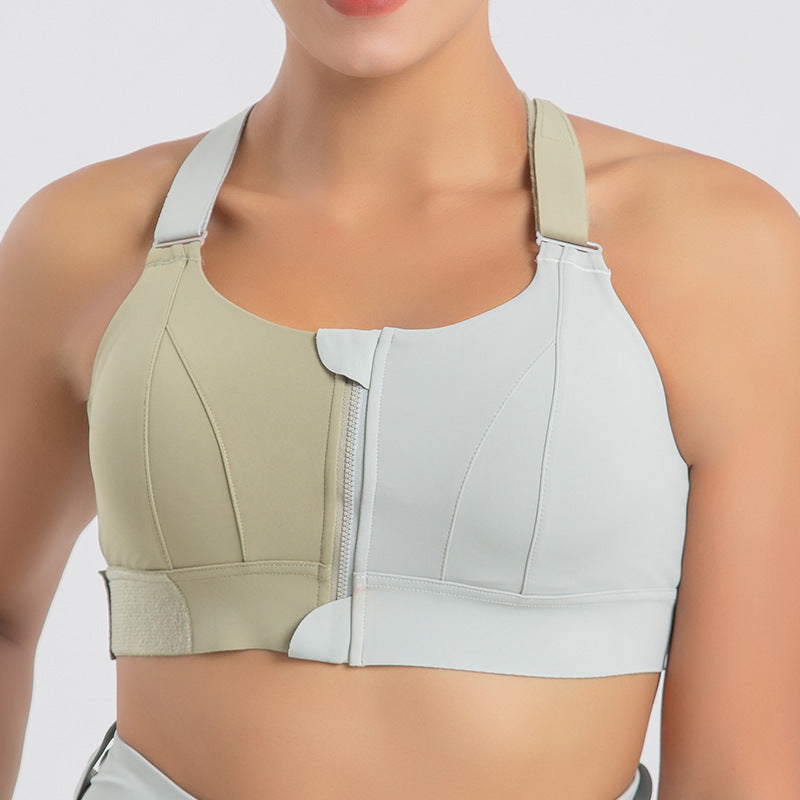 Front-Zipper Seamless Sports Bra – Wireless Push-Up Support for All Sizes (S-5XL)