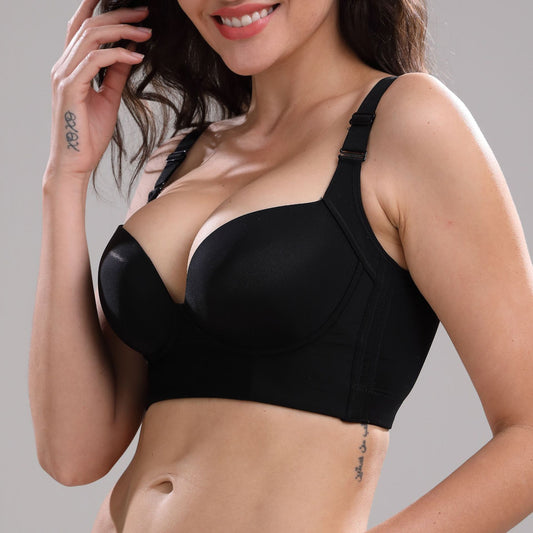 Front-Button Full Cup Bra – Wireless Lift, Plus-Size Comfort & Beauty-Back Support